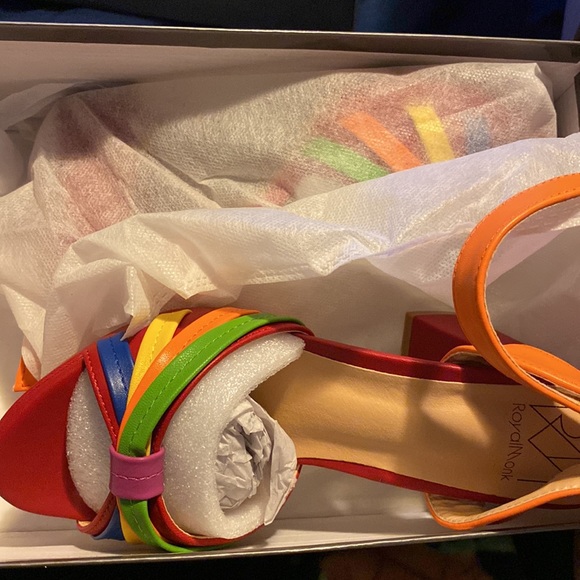 Ribbons in Rainbow Platform Heels - Picture 3 of 6